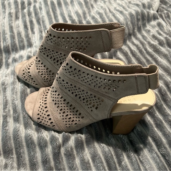 LC Lauren Conrad open toe, laser cut detail heels - Picture 1 of 8